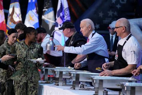 The Bidens are getting an early start on the Thanksgiving week by having dinner with service members