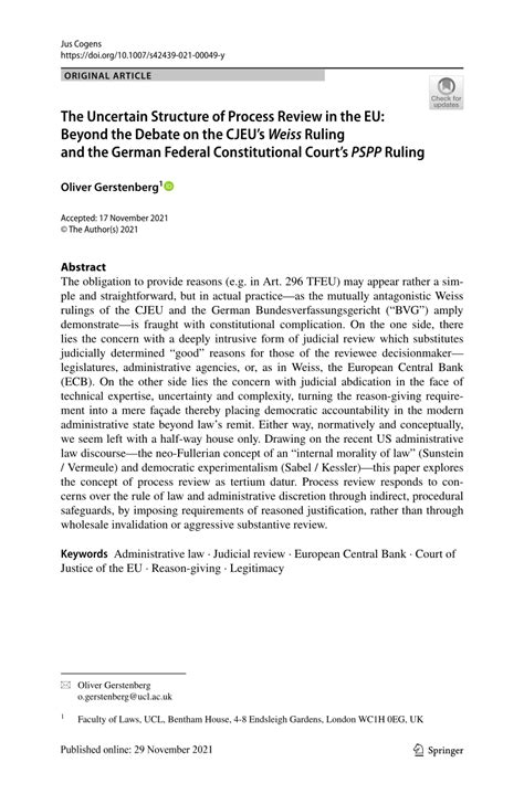 The CJEU – German Constitutional Court Debate and Impact on …