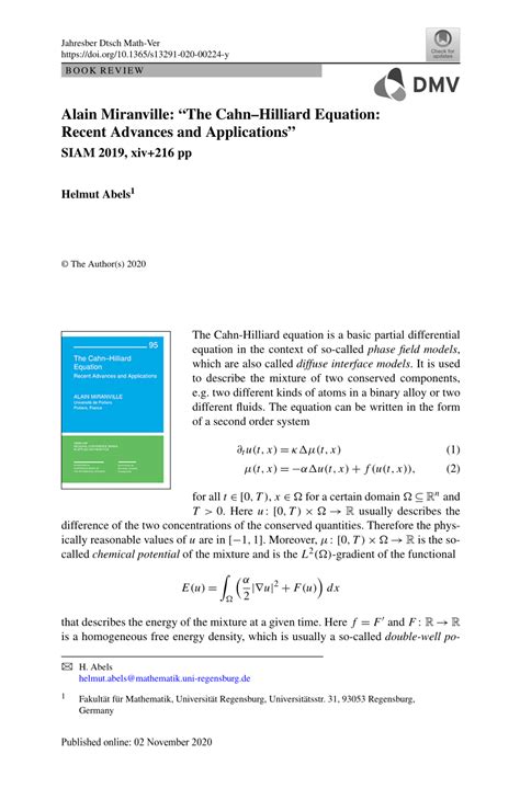 The Cahn–Hilliard Equation: Recent Advances and Applications