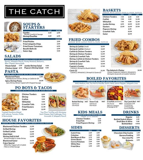 The Catch Menu With Prices