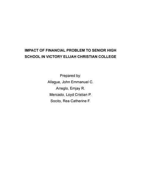 The Causes of Financial Problem of Grade 12 HUMSS ... - AA Research …