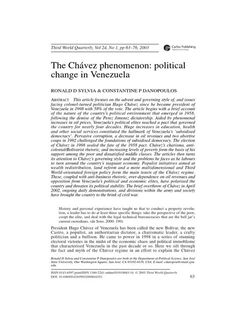 The Chávez Phenomenon: Political Change in Venezuela - JSTOR