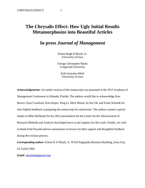 The Chrysalis Effect: How Ugly Initial Results …