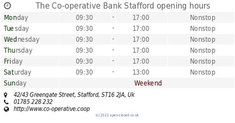 The Co-operative Bank in Stafford Opening Times