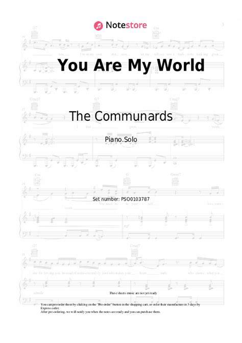 The Communards You Are My World sheet music for piano download