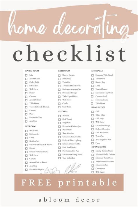 The Complete Home Decor Checklist