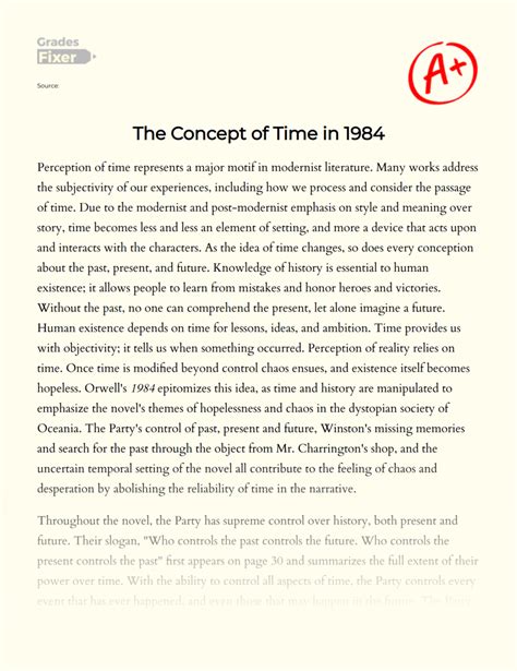 The Concept of Time in 1984 - GradesFixer