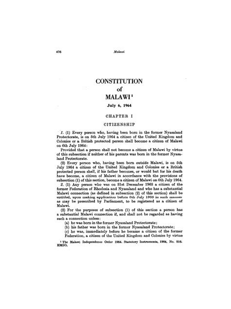 The Constitution of Malawi, 1964