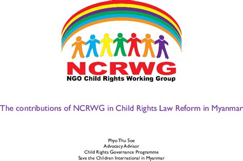 The Contributions of NCRWG in Child Rights Law Reform in Myanmar