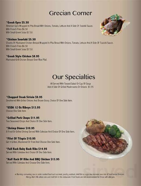 The Corner Cafe menu - Griffin GA 30223 - (877) 585-1085 - Allmenus