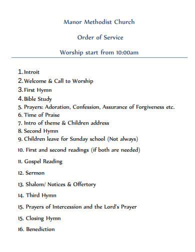 The Cross of Christ Order of Service for Congregation