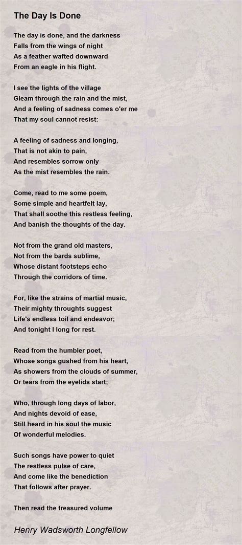 The Day Is Done Poem by Henry Wadsworth Longfellow