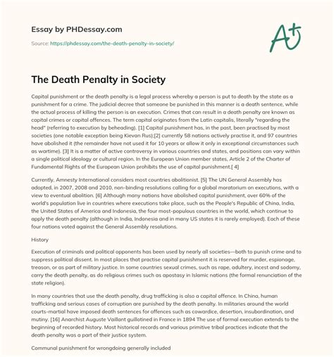 The Death Penalty in Society - PHDessay.com