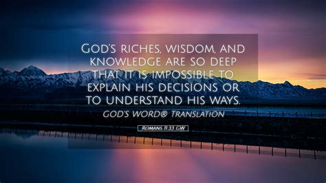 The Deep Riches and Wisdom and Knowledge of God