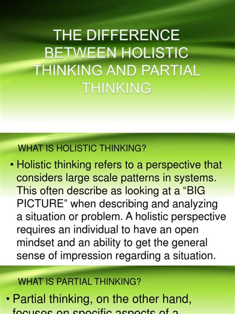 The Difference Between Holistic Thinking and Partial Thinking