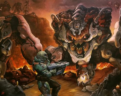 The Doom Slayer art Doom 1993, Doom 2016, Wallpaper Coc, Doom Demons