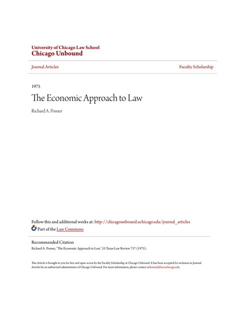 The Economic Approach To Law PDF - Scribd