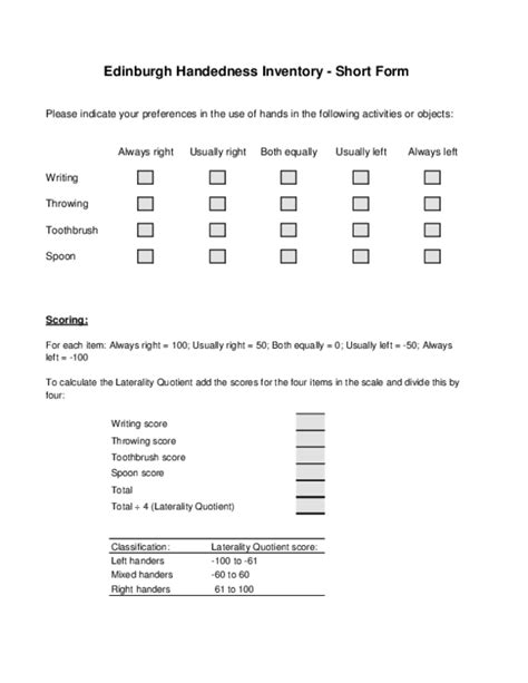 The Edinburgh Handedness Inventory (short form)