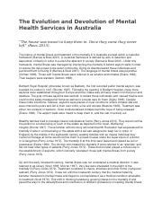 The Evolution and Devolution of Mental Health Services in Australia