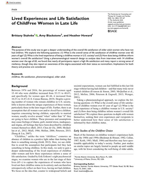 The Experience of Being a Childfree Woman SpringerLink