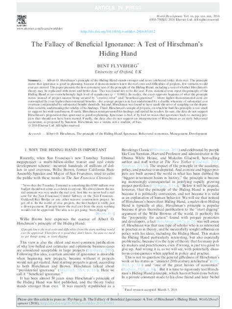 The Fallacy of Beneficial Ignorance: A Test of Hirschman