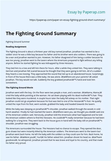 The Fighting Ground Summary - 1021 Words Studymode