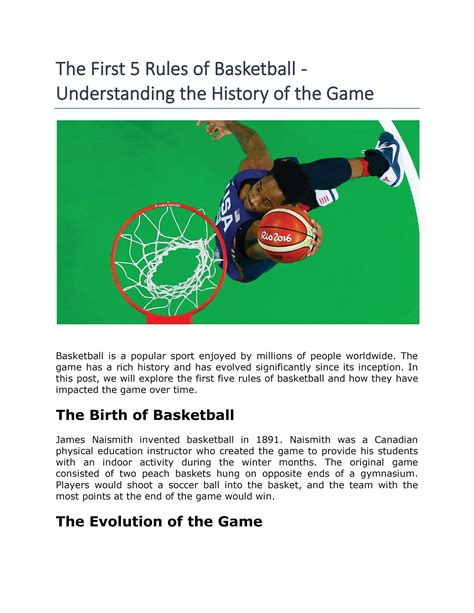 The First 5 Rules of Basketball - Understanding the History of the …