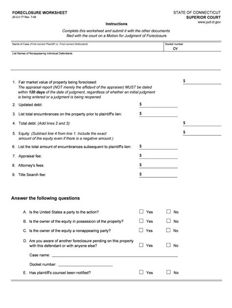The Foreclosure Worksheet 20162024 Form Fill Out and Sign Printable
