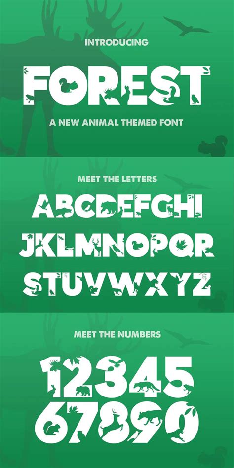 The Forest Font Silhouette fonts, Nature font, Lettering