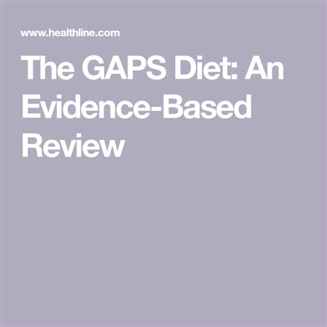 The GAPS Diet: An Evidence-Based Review