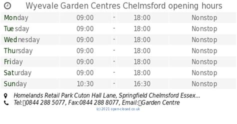 The Garden Centre Group ESSEX Godziny otwarcia, Cuton Hall Lane