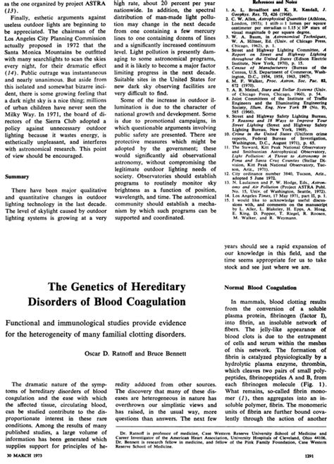 The Genetics of Hereditary Disorders of Blood Coagulation Science