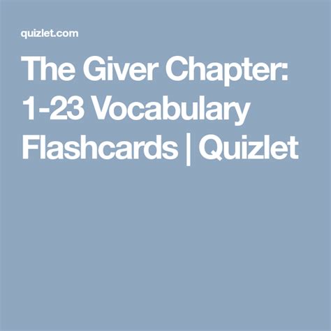 The Giver chapter 6-10 Flashcards Quizlet