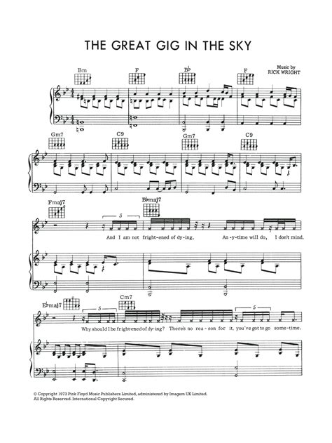 The Great Gig in the Sky Pink Floyd Sheet music for Piano (Solo