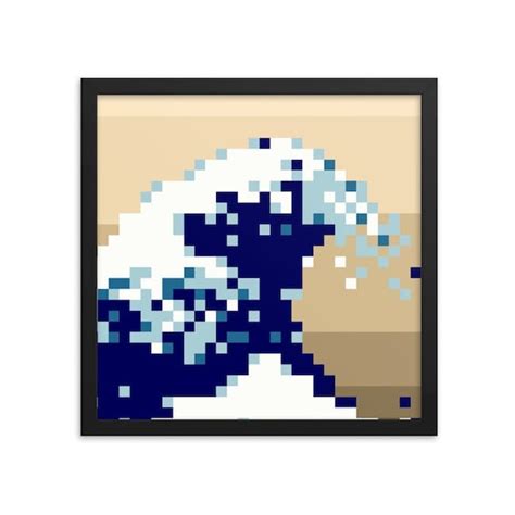 The Great Wave pixel art Framed Poster modern pop art …