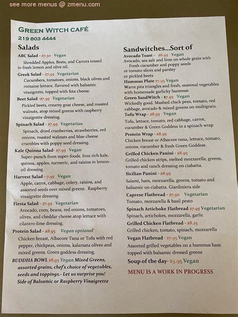 The Green Witch Cafe in Highland - Restaurant menu and …