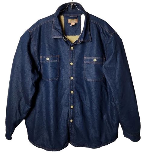 The Haband Tailgater Men XL Blue Denim Button Down Fleece Lining Jacket ...