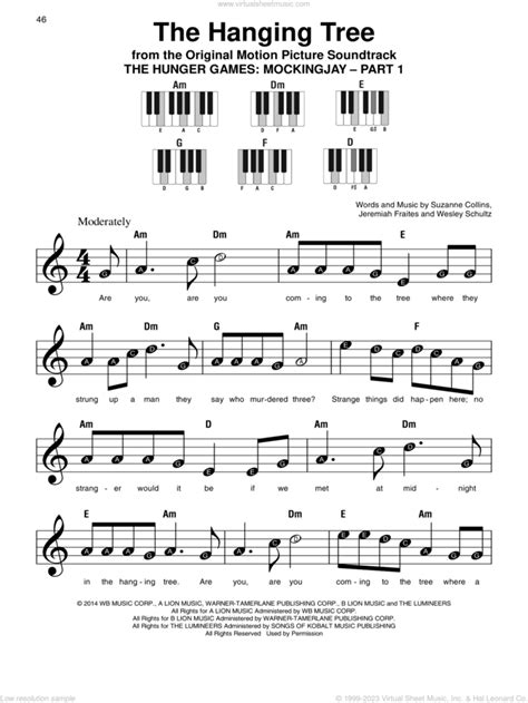 The Hanging Tree sheet music for piano solo (PDF)