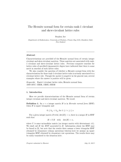 The Hermite Normal Form for Certain Rank1 Circulant and SkewCirculant