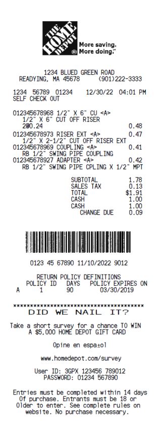 The Home Depot Receipt Template 1 < Receipt Templates