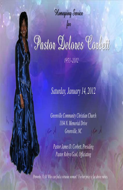 The Homegoing Service for Pastor Delores Corbett …