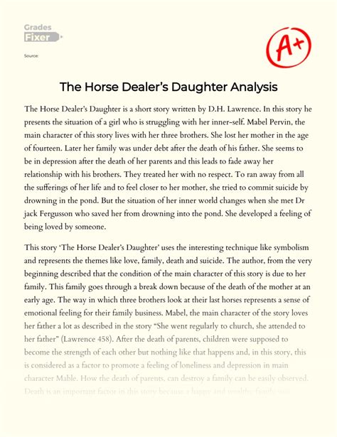 The Horse Dealer’s Daughter Analysis - GradesFixer