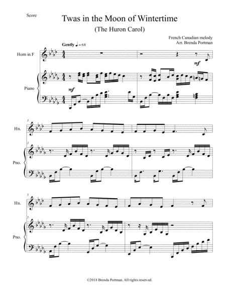 The Huron Carol (arranged for French Horn and Piano) free download of