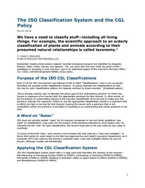 The ISO Classification System and the CGL Policy