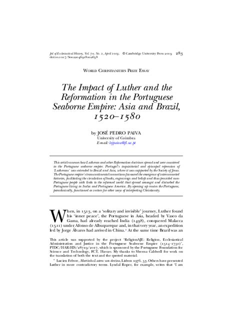 The Impact of Luther and the Reformation in the Portuguese …