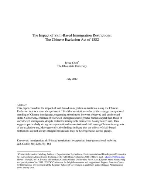 The Impact of Skill-Based Immigration Restrictions: The …