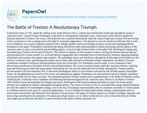 The Importance of the Battle of Trenton Argumentative Essay