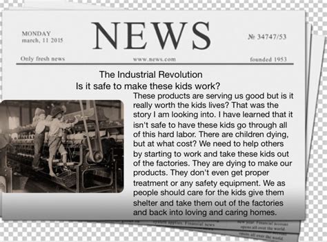 The Industrial Revolution: Newspaper Article - 682 Words