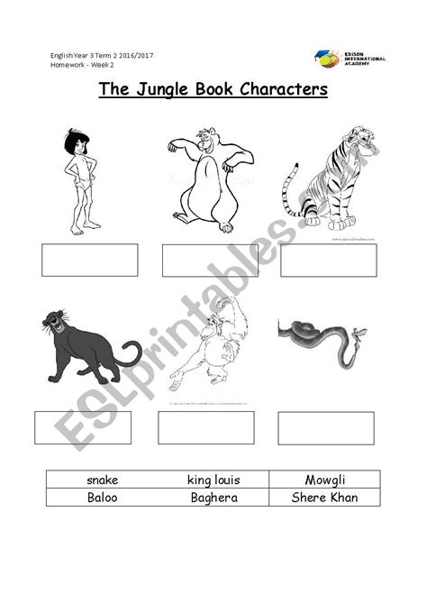 The Jungle Book worksheets - ESL Printables