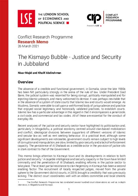 The Kismayo Bubble - Justice and Security in Jubbaland